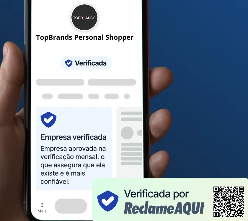 Comprovante visual de empresa verificada da TOPBRANDS no Reclame Aqui